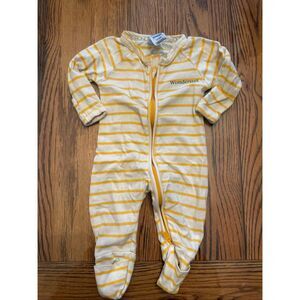 Bonds Wondersuit Yellow White Striped Two Way Zip Footie Sleeper Size Newborn